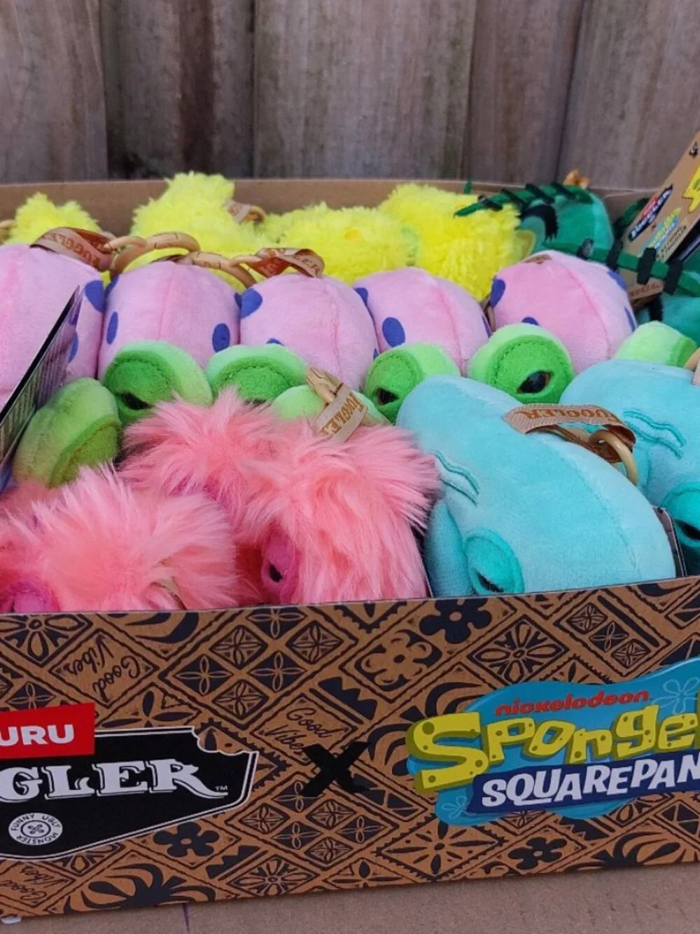 SpongeBob SquarePants x Fuggler Keyring Plush Set Of 5 Zuru Keychain Clip New - Picture 2 of 3